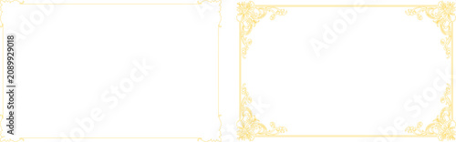 A white square with a decorative gold border and ornate corners