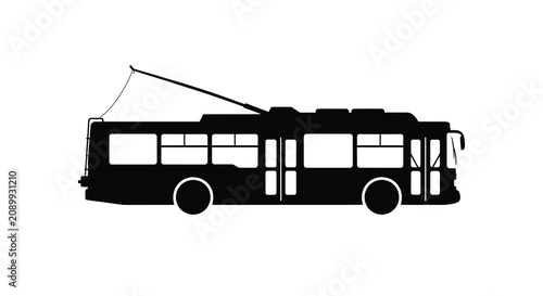 Trolleybus Silhouette On White Background Public Transportation Icon