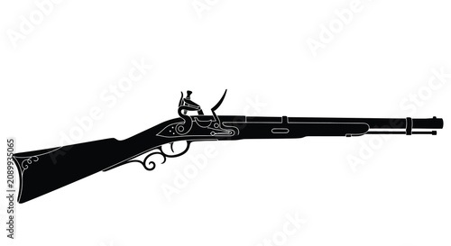 Bild auf Leinwand Flintlock musket silhouette on a white background historical firearm illustratio