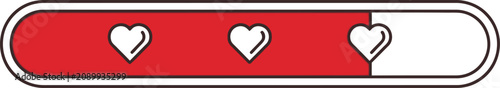 Red heart loading bar progress indicator icon for dating apps and games