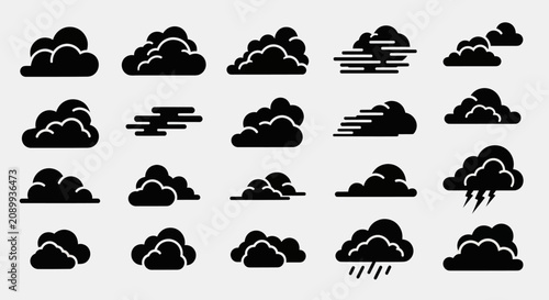 Cuadro en lienzo Various weather clouds are depicted in different conditions and shapes