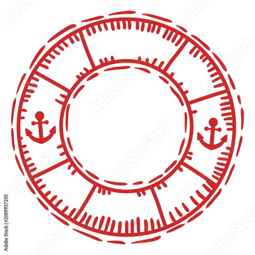Canvastavla Red float with anchors label stroke