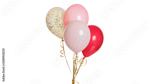 Photos Group of three colorful helium party balloons isolated on a transparent backgrou