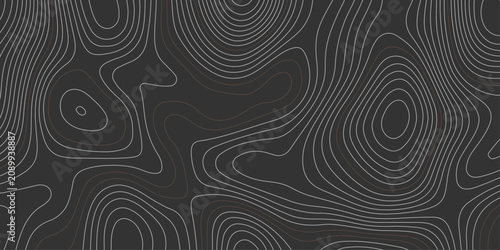 Photos Monochrome elevation map design with fine contour lines on a black surface, blending modern aesthetics with natural geological inspiration