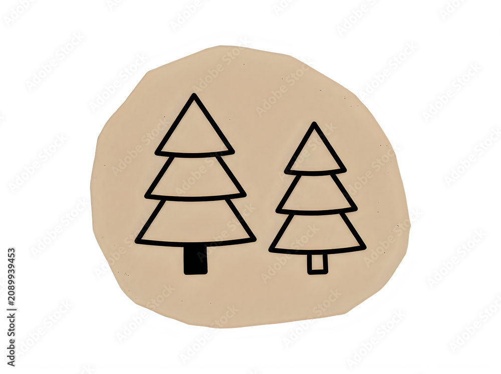 Obraz premium Simple illustration of two trees on a beige background transparent background