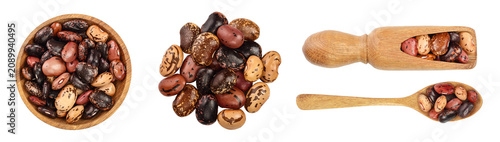 Obraz na plátně variegated kidney bean in wooden bowl isolated on white background