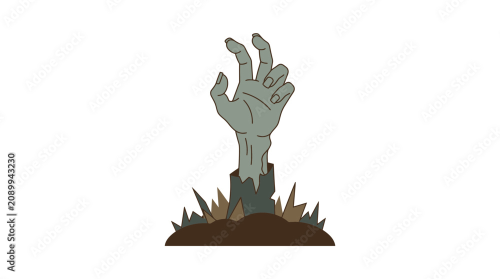 Fototapeta premium Zombie Hand Emerging From Grave, Halloween Horror Concept