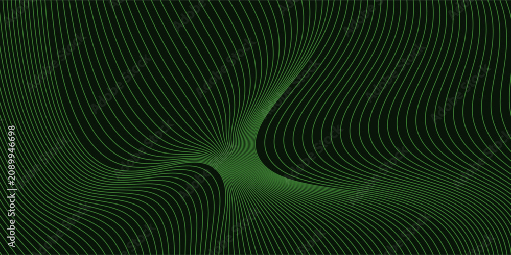Fototapeta premium Dark Background with Smooth Green Curve Line Pattern for Futuristic, Elegant, and Tech-Inspired Design
