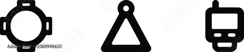 Foto Navigation and communication icons featuring a round compass, triangular map mar