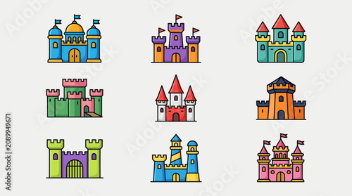 Quadro su tela Fantasy castle icons set
