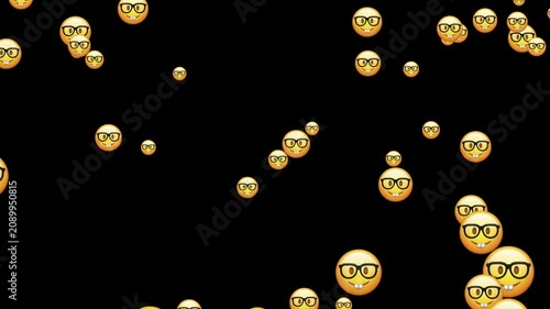 Nerd Glasses Emoji Falling Floating Social Media Reaction Motion Graphics Animation And Use For World Emoji Day