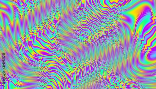 Tableau sur toile Psychedelic rainbow ridged topological map pattern background texture