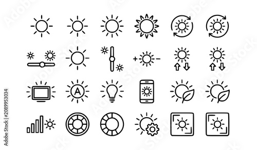 Εκτύπωση καμβά Brightness icon set with intensity setting display illumination and adaptive lig