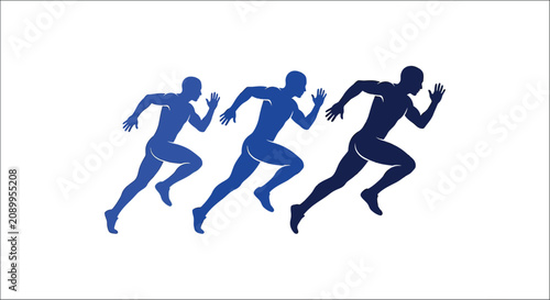 фотографія Running figures silhouette against a white background a dynamic vector illustrat