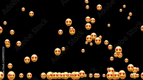 Golden heart-eyed emoji faces raining down symbolizing love and affection perfect for social media campaigns and romantic concepts