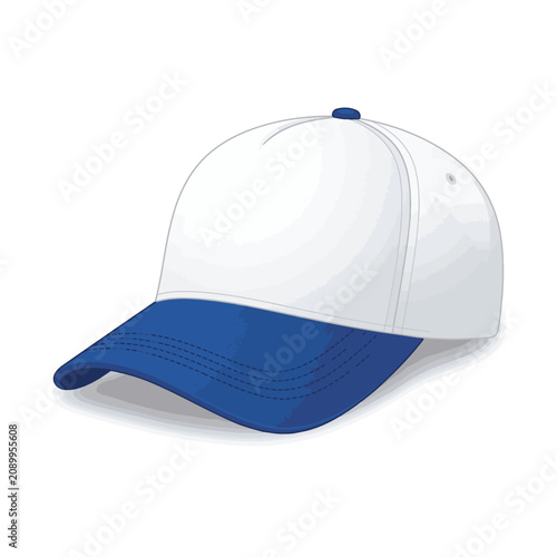 Classic Baseball Cap Blue And White Sport Hat Illustration Design
