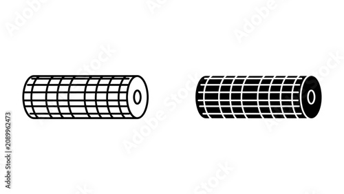 Canvastavla Two Cylindrical Wire Mesh Rolls: Two identical cylindrical objects made of wire mesh, one in white and the other in black, presented side-by-side against a plain background