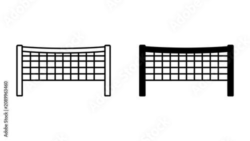 Quadro su tela Volleyball Net Icons: A set of two stylized icons depicting a volleyball net, one in outline and the other in solid black, representing the sport and game play