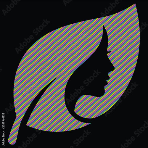 Halftone Dot Leaf Woman Face Silhouette Vector for Beauty Spa Skincare Cosmetic Logo Branding Eco Wellness Packaging Design.