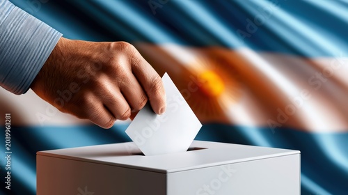 Argentine Election Concept with Hand Placing Ballot in Box