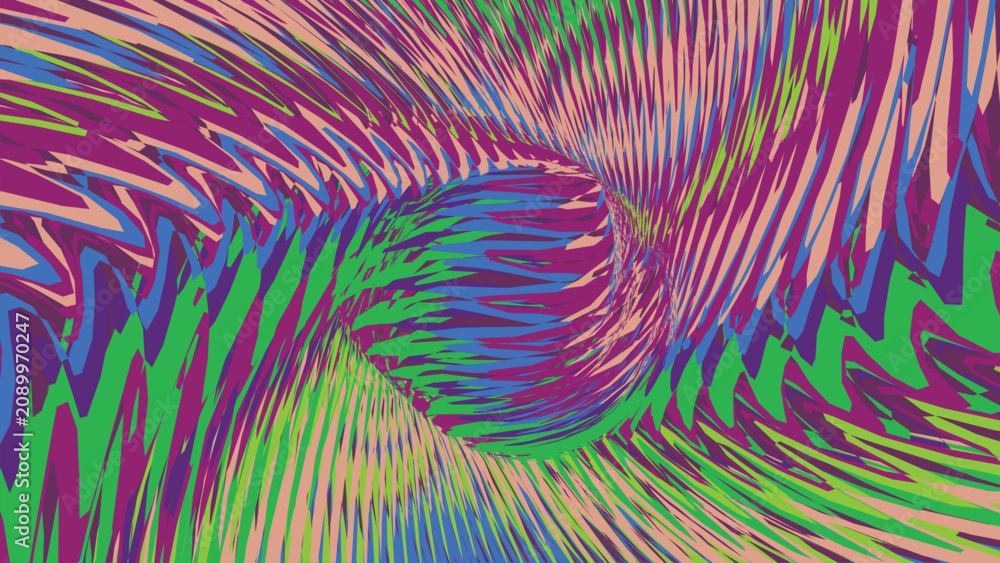 Obraz premium Vibrant dynamic tunnel vector background with swirling multicolored geometric stripes creating an immersive optical illusion motion pattern art.