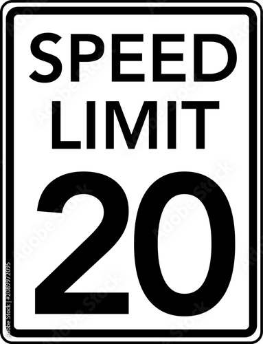 Naklejka Speed Limit 20 mph Traffic Sign