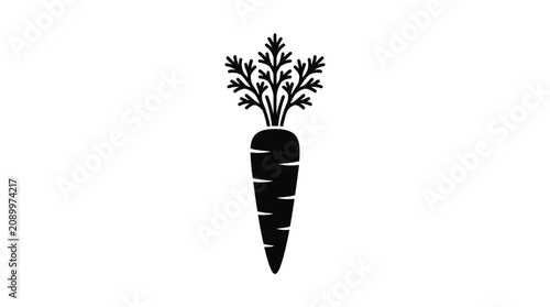 Bild auf Leinwand Black Carrot Silhouette On White Background Vegetable Illustration