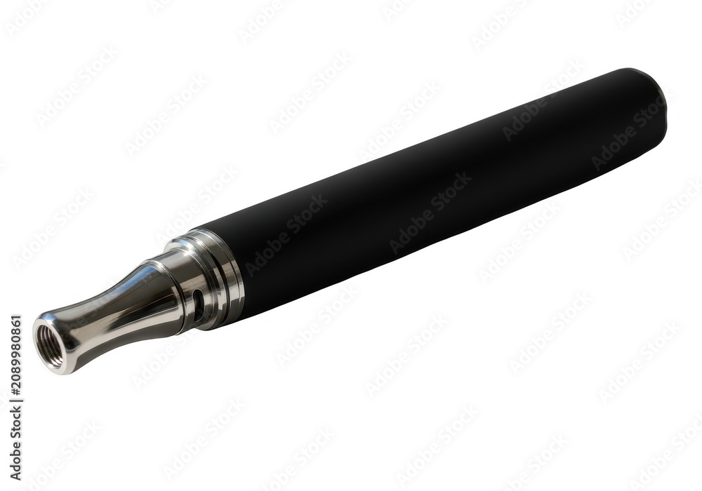 Fototapeta premium Black electronic cigarette vape pen device isolated on a simple plain surface for smokers