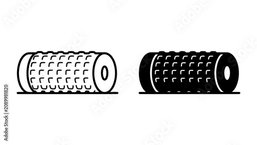 Bilde på lerret Roller Grips: Two variations, one line art and one filled black, showcase the textured surface of roller grips for a bicycle handlebar