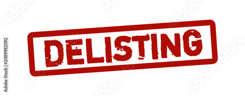 Photos Delisting Red Rubber Stamp Isolated – Grunge Distressed Removal Notice, Business