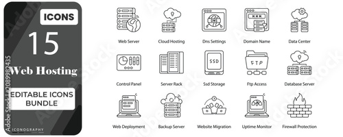 Web Hosting Line Icons Bundle