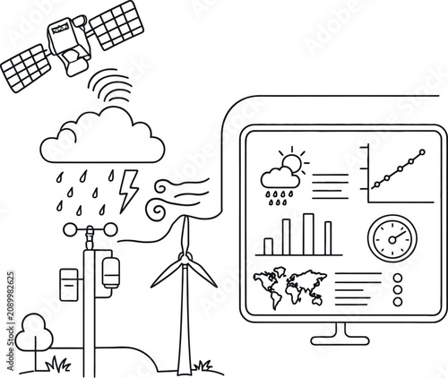 Weather station data with satellite and wind turbine