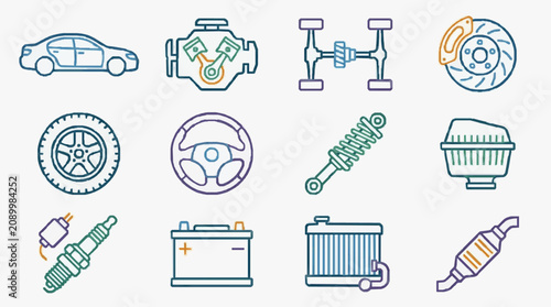 Cuadro en lienzo Car Maintenance Components Illustrated.