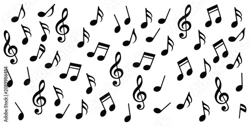 Obraz na plátně Scattered Musical Notes