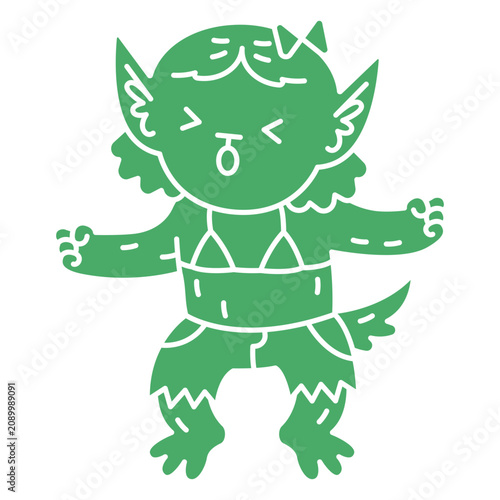 Slika na platnu Halloween kawaii simple monster werewolf character