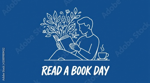 Person reading book with plant and coffee cup