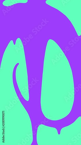 Vertical 4K video. Loop transition animation with liquid lines. Cartoon intro with pink paint, green sludge, violet flow, purple water, yellow oil, purple lilac slime, white milk. Ecology disaster