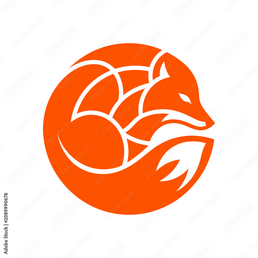 Obraz premium Orange stylized fox head circular logo design