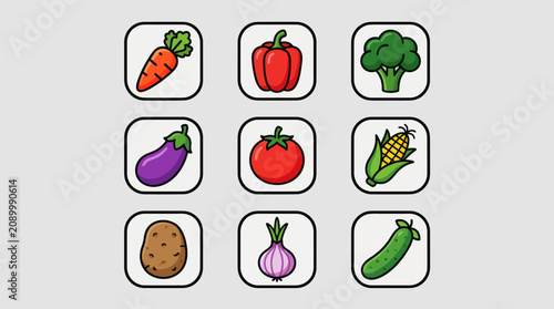 Fresh vegetable icons