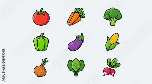 Foto Fresh vegetables collection icons