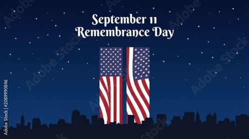 Illuminated American Flags Displayed Against Night Sky for Memorial Tribute