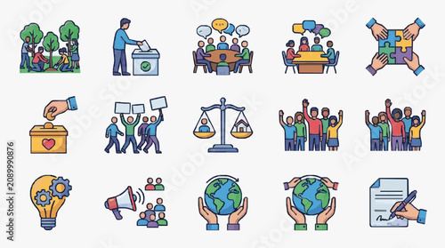 Foto Collective Community Social Values Icons.