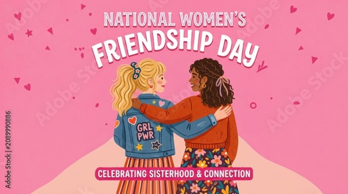 Two women hugging, National Women's Friendship Day celebration