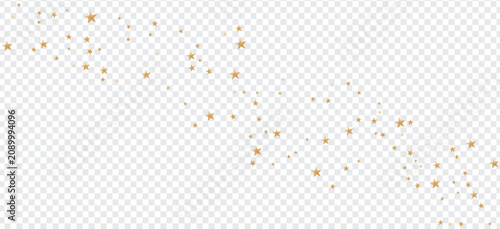 Golden star pattern with transparent background scattered arrangement