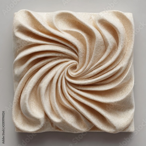 Elegant swirling fabric texture in soft cream tones offering a luxurious and sophisticated design element for your creative project