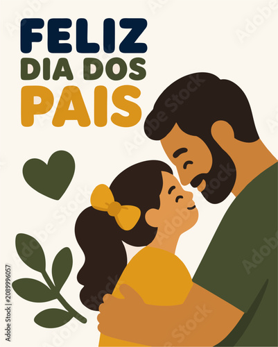 Konstfotografi Ilustração Vetorial de Feliz Dia dos Pais com Pai Abraçando Filha