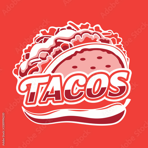 A vibrant and eye-catching logo design featuring a taco, perfect for food businesses or culinary-related ventures looking to attract customers with bold visuals.