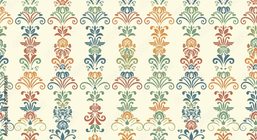 Obraz premium Elegant vintage damask design with repeating floral patterns and symmetry