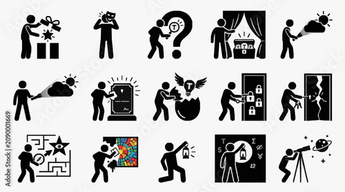 Tableau sur toile Creative Problem Solving Icons Set.