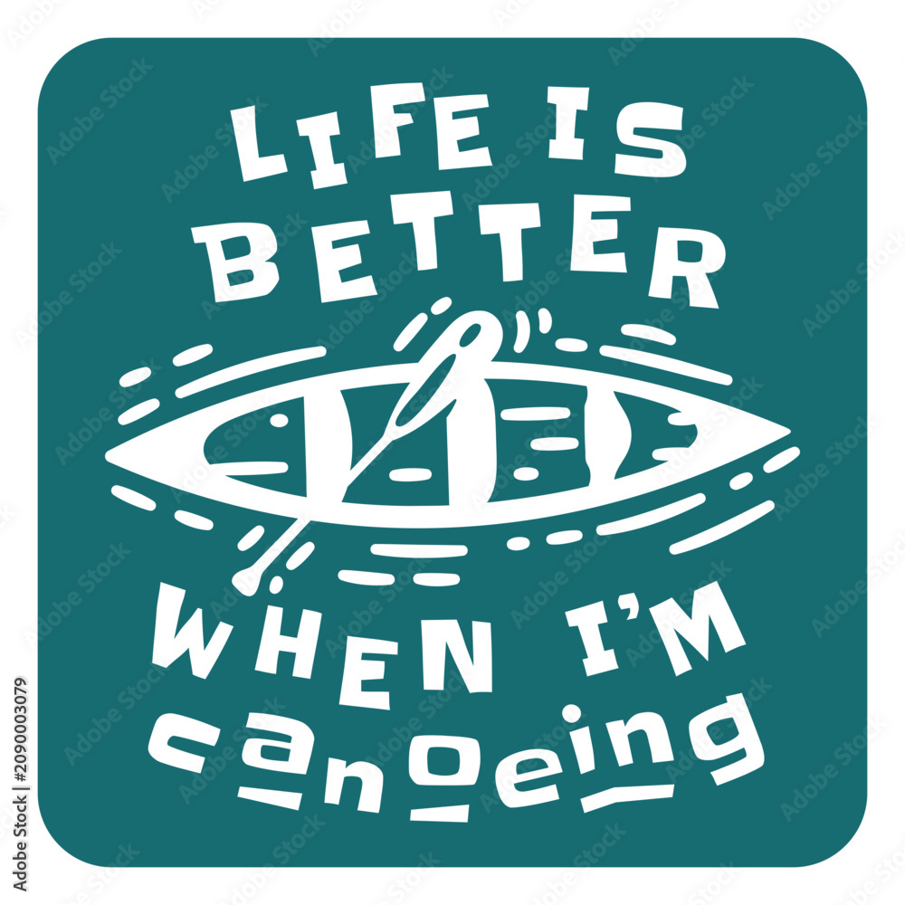 Fototapeta premium Canoe hobby quote badge cut out